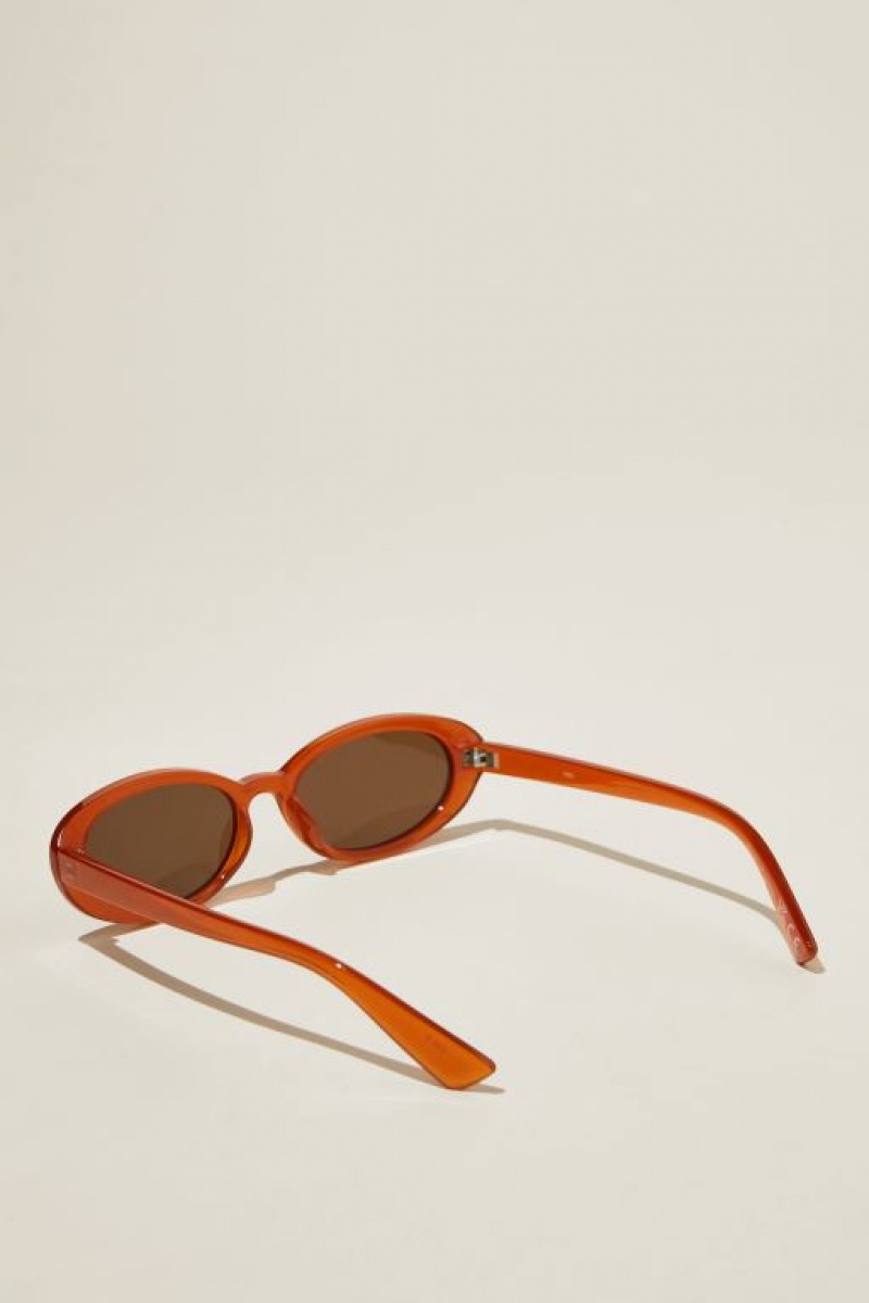 Cotton On Ophelia Oval Women's Sunglasses Amber | SLIEeVyCQtm