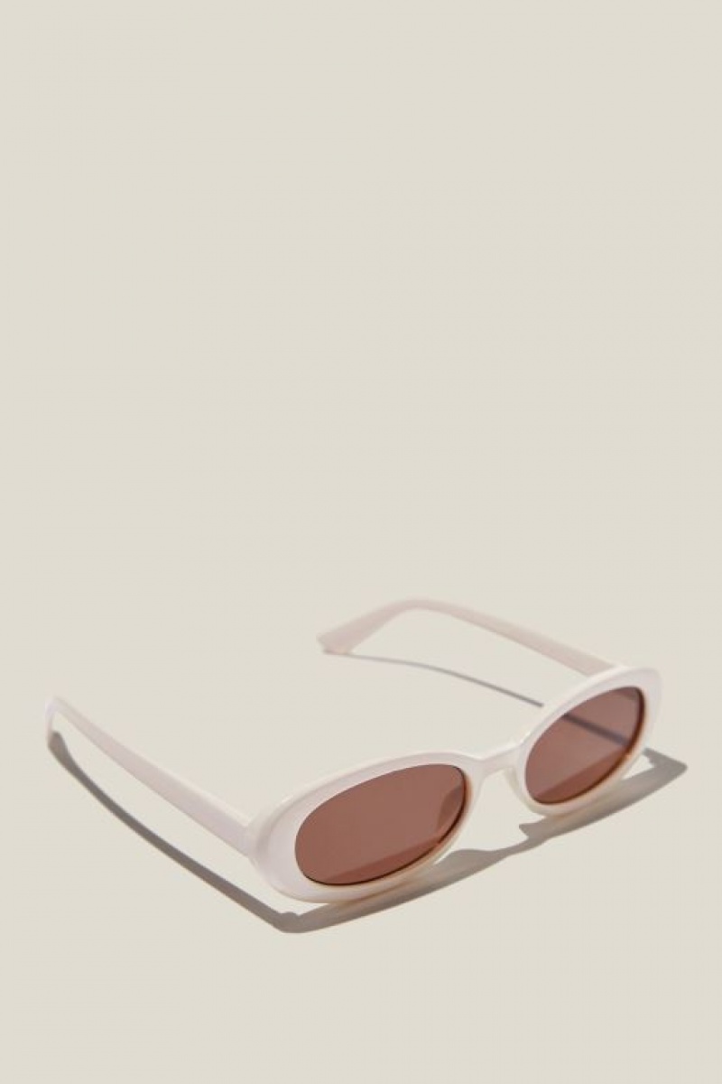 Cotton On Ophelia Oval Women's Sunglasses White | NdQfXE5YZTK