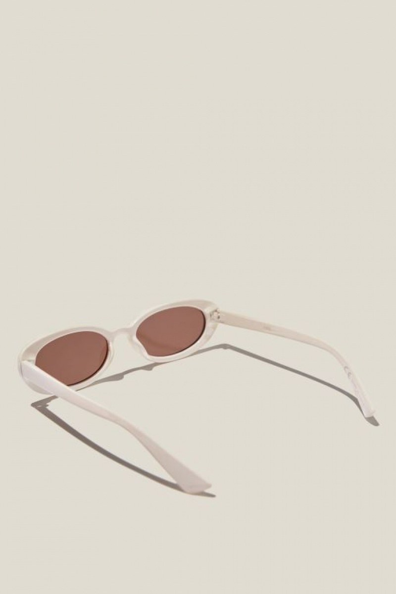 Cotton On Ophelia Oval Women's Sunglasses White | NdQfXE5YZTK