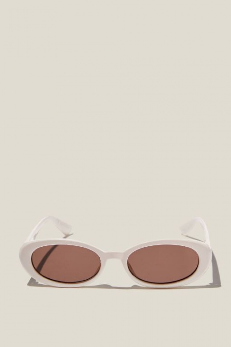 Cotton On Ophelia Oval Women\'s Sunglasses White | NdQfXE5YZTK