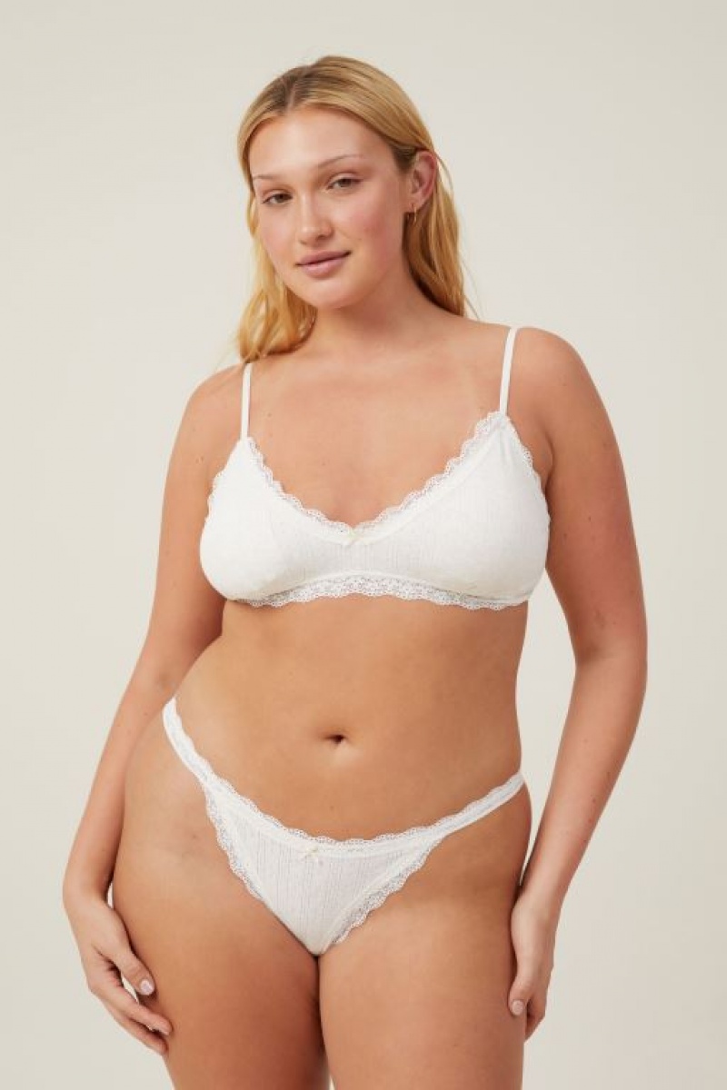 Cotton On Organic Cotton Lace Brief Women's Thong Butterscotch | OQHD5aD58Os