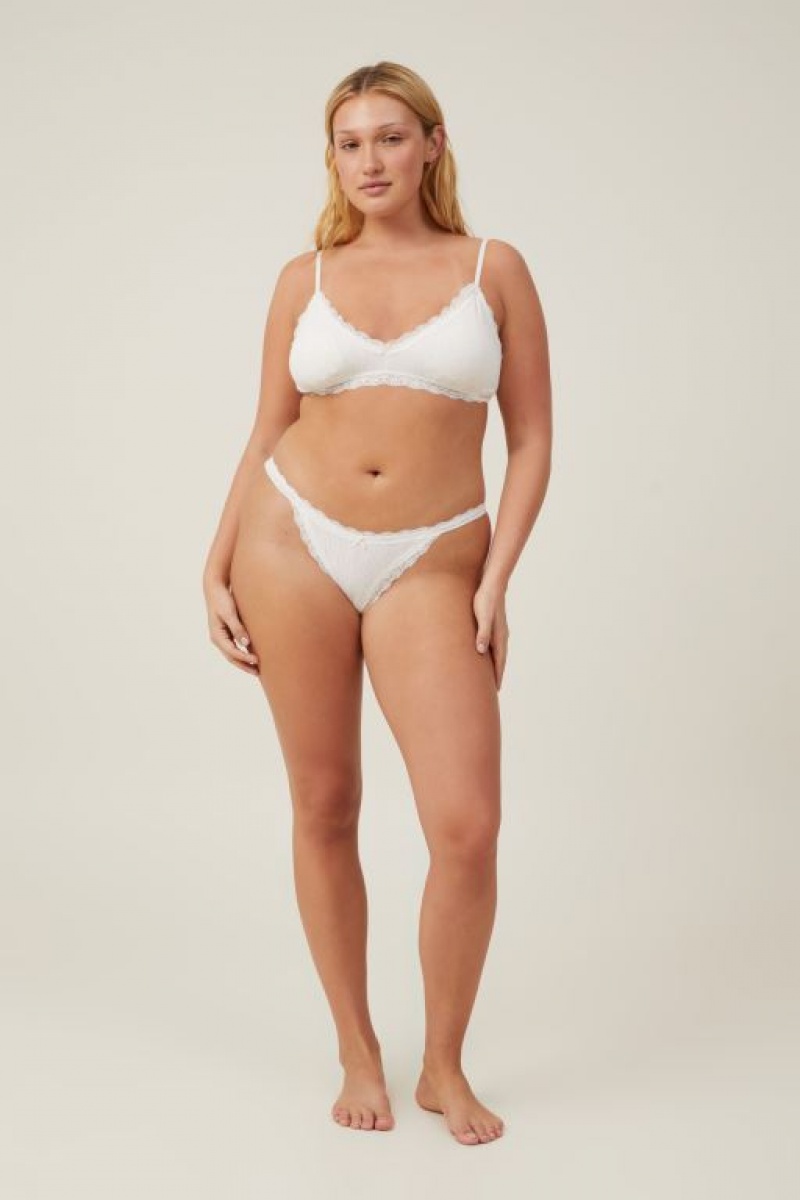 Cotton On Organic Cotton Lace Brief Women\'s Thong Butterscotch | OQHD5aD58Os