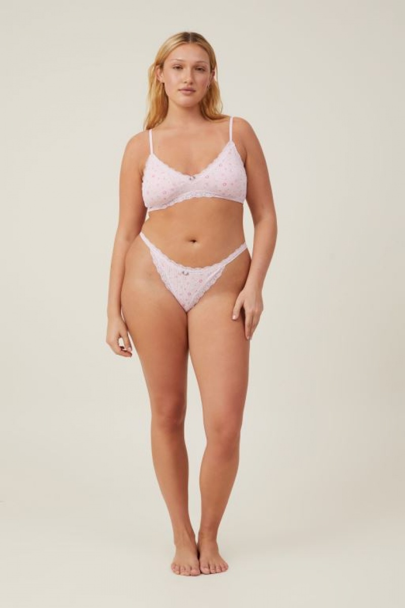 Cotton On Organic Cotton Lace Triangle Padded Bralette Women's Bras Pink | mmI240W3NeZ