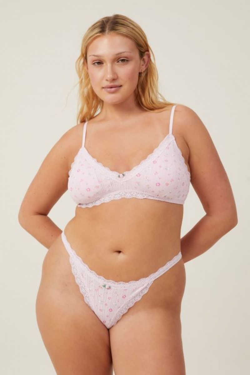 Cotton On Organic Cotton Lace Triangle Padded Bralette Women\'s Bras Pink | mmI240W3NeZ