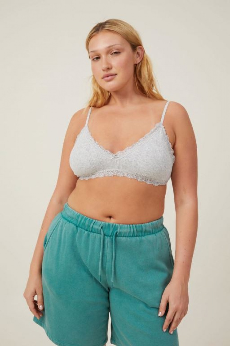 Cotton On Organic Cotton Lace Triangle Padded Women's Bralette Grey | er9AiLsdVbE