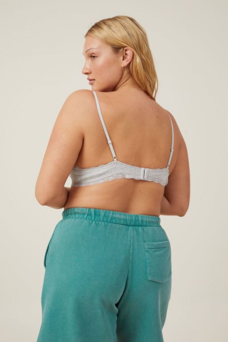 Cotton On Organic Cotton Lace Triangle Padded Women's Bralette Grey | er9AiLsdVbE