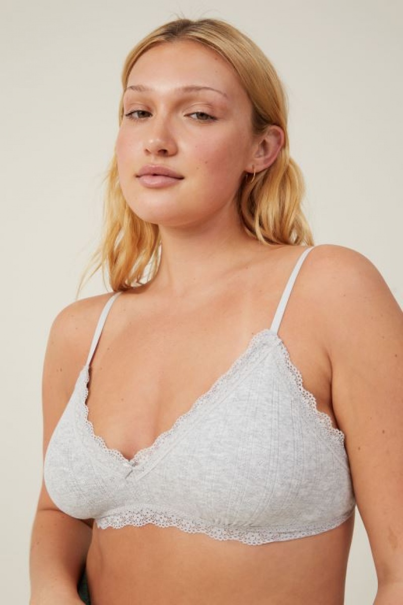 Cotton On Organic Cotton Lace Triangle Padded Women\'s Bralette Grey | er9AiLsdVbE