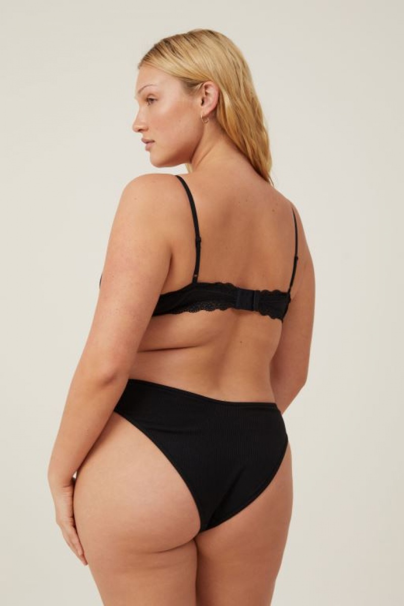 Cotton On Organic Cotton Lace Triangle Padded Women's Bralette Black | GvtBlCEYoiS
