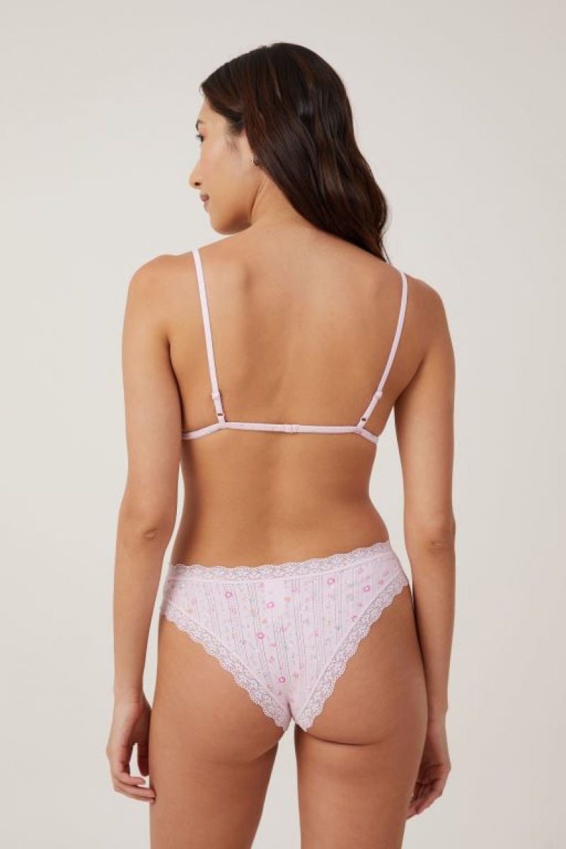 Cotton On Organic Cotton Picot Tiny Padded Bralette Women's Bras Pink | LHEnnNeMGBF