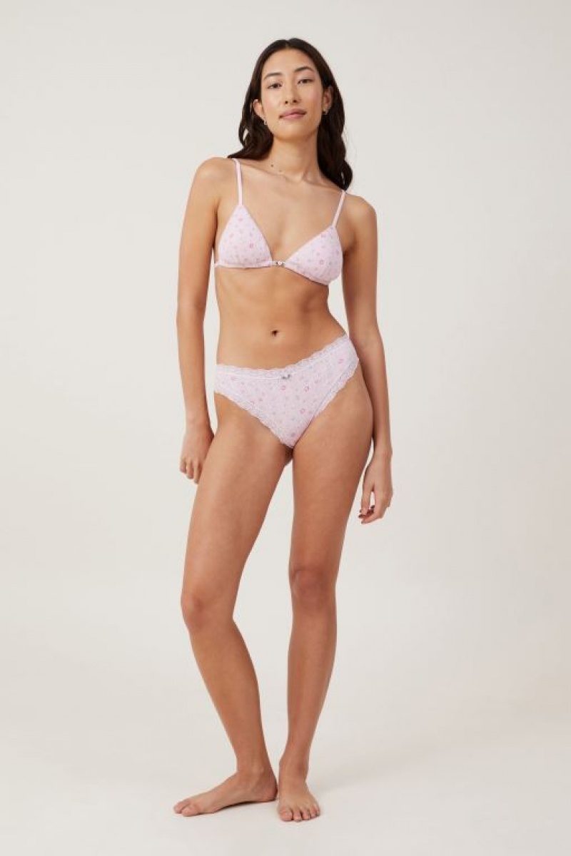Cotton On Organic Cotton Picot Tiny Padded Bralette Women's Bras Pink | LHEnnNeMGBF