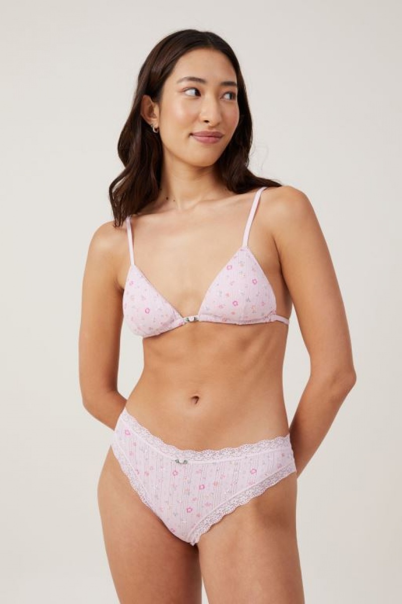 Cotton On Organic Cotton Picot Tiny Padded Bralette Women\'s Bras Pink | LHEnnNeMGBF