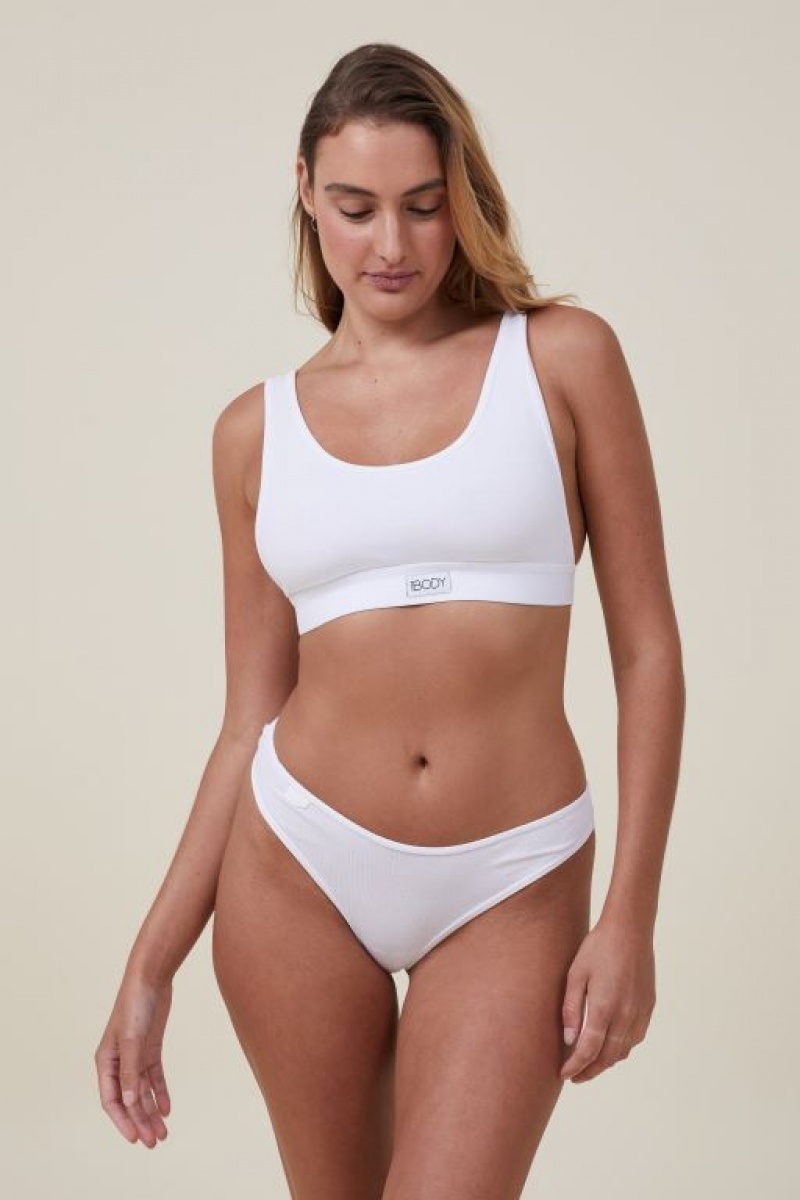 Cotton On Organic Cotton Rib Women\'s Thong White | kSlKSMPRDKp