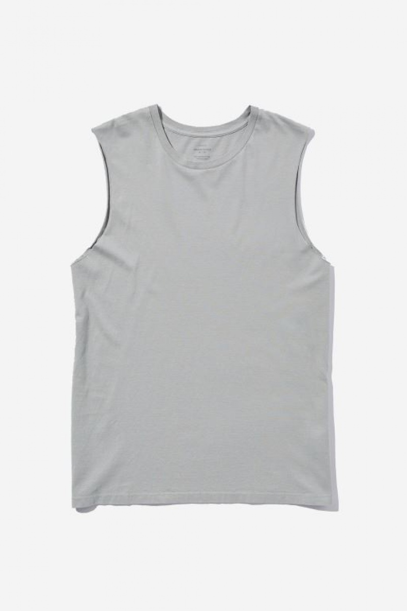 Cotton On Organic Muscle Men's Tanks Blue | botsKqX4YUx