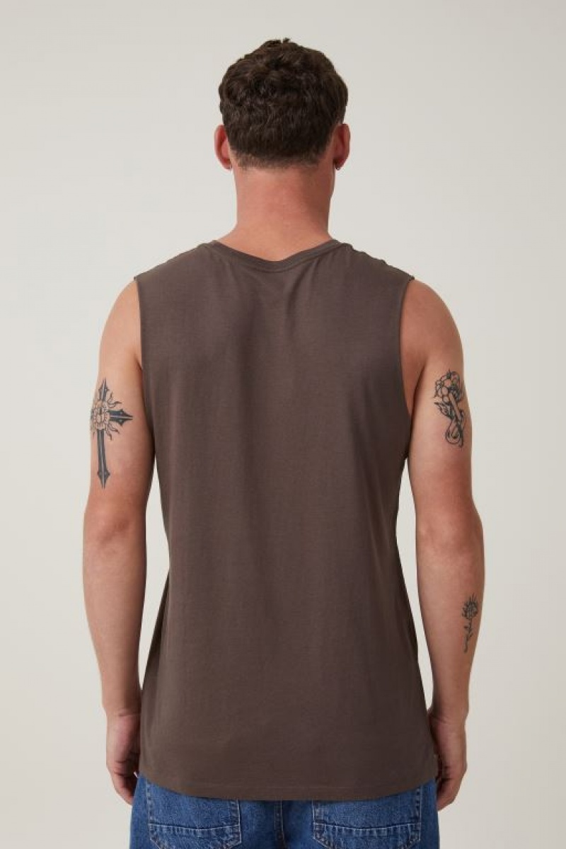 Cotton On Organic Muscle Men's Tanks Brown | iX4pTttgTvP