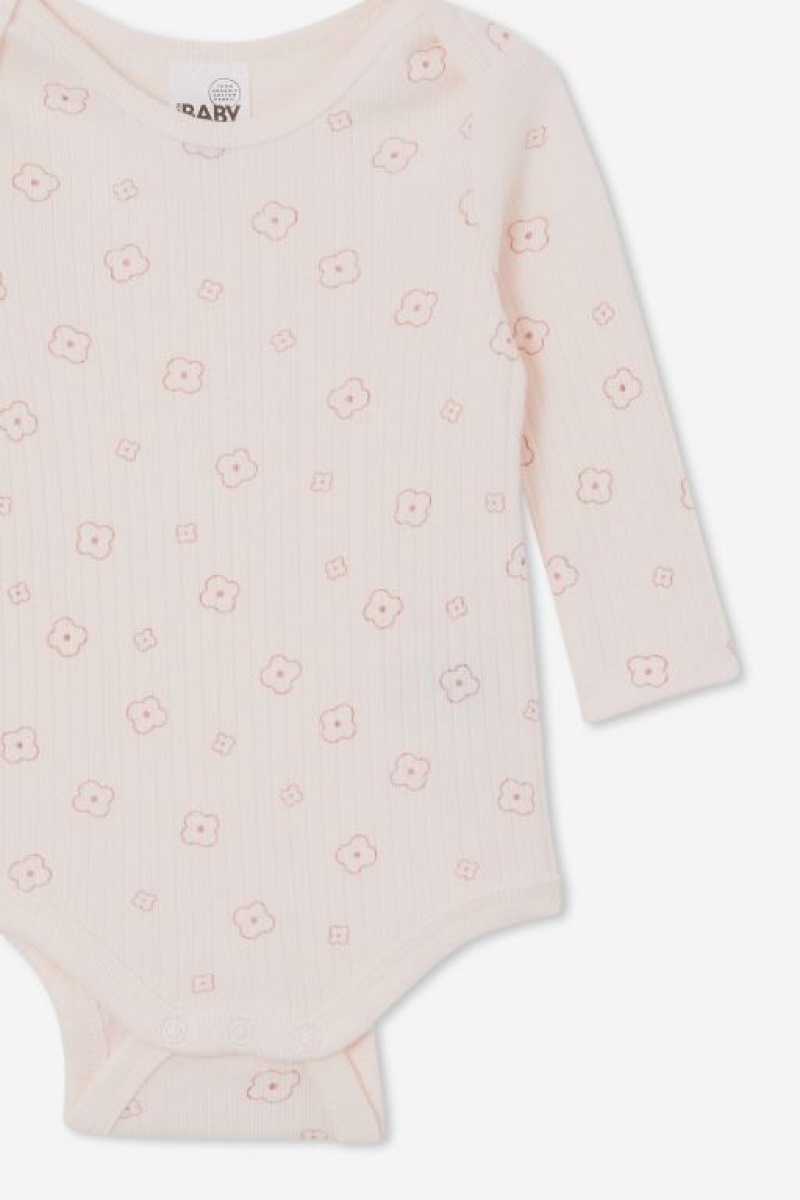 Cotton On Organic Newborn Long Sleeve Bubbysuit Baby Rompers Pink | a0KMopEmalr