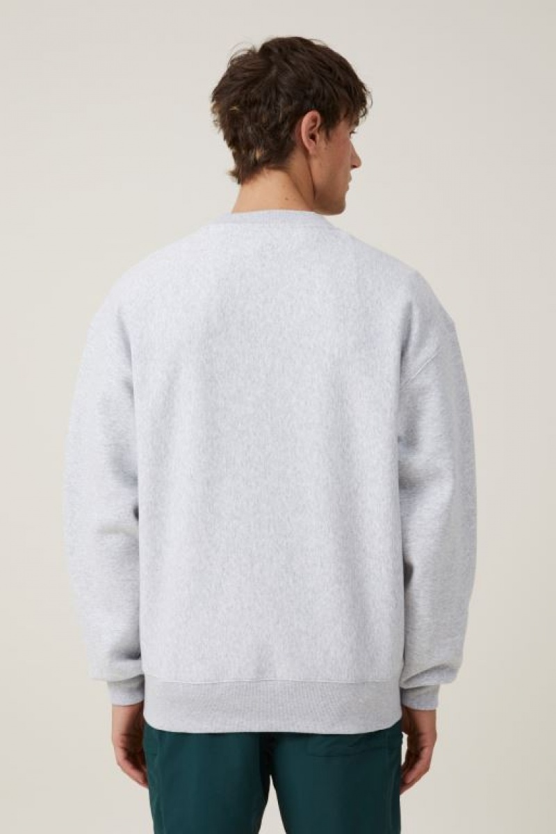 Cotton On Oversized Crew Sweater Men's Jumpers Grey | YV6LBzQc856