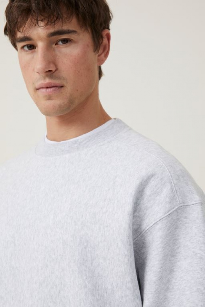 Cotton On Oversized Crew Sweater Men's Jumpers Grey | YV6LBzQc856