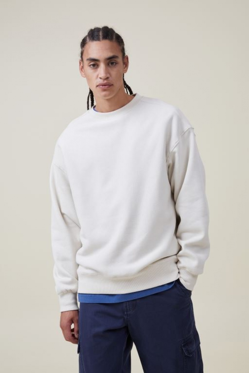 Cotton On Oversized Crew Sweater Men's Jumpers Ecru | 7EignYaCbJb