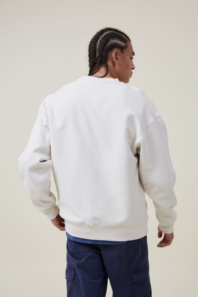 Cotton On Oversized Crew Sweater Men's Jumpers Ecru | 7EignYaCbJb