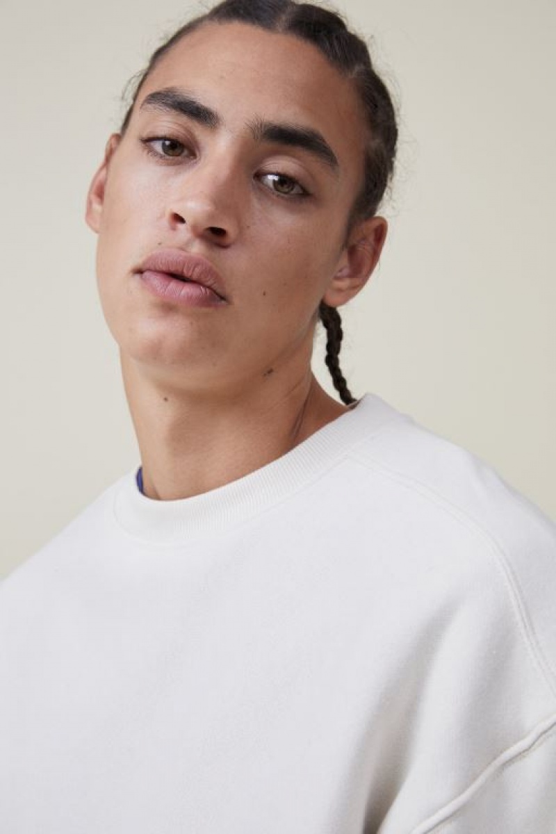 Cotton On Oversized Crew Sweater Men's Jumpers Ecru | 7EignYaCbJb