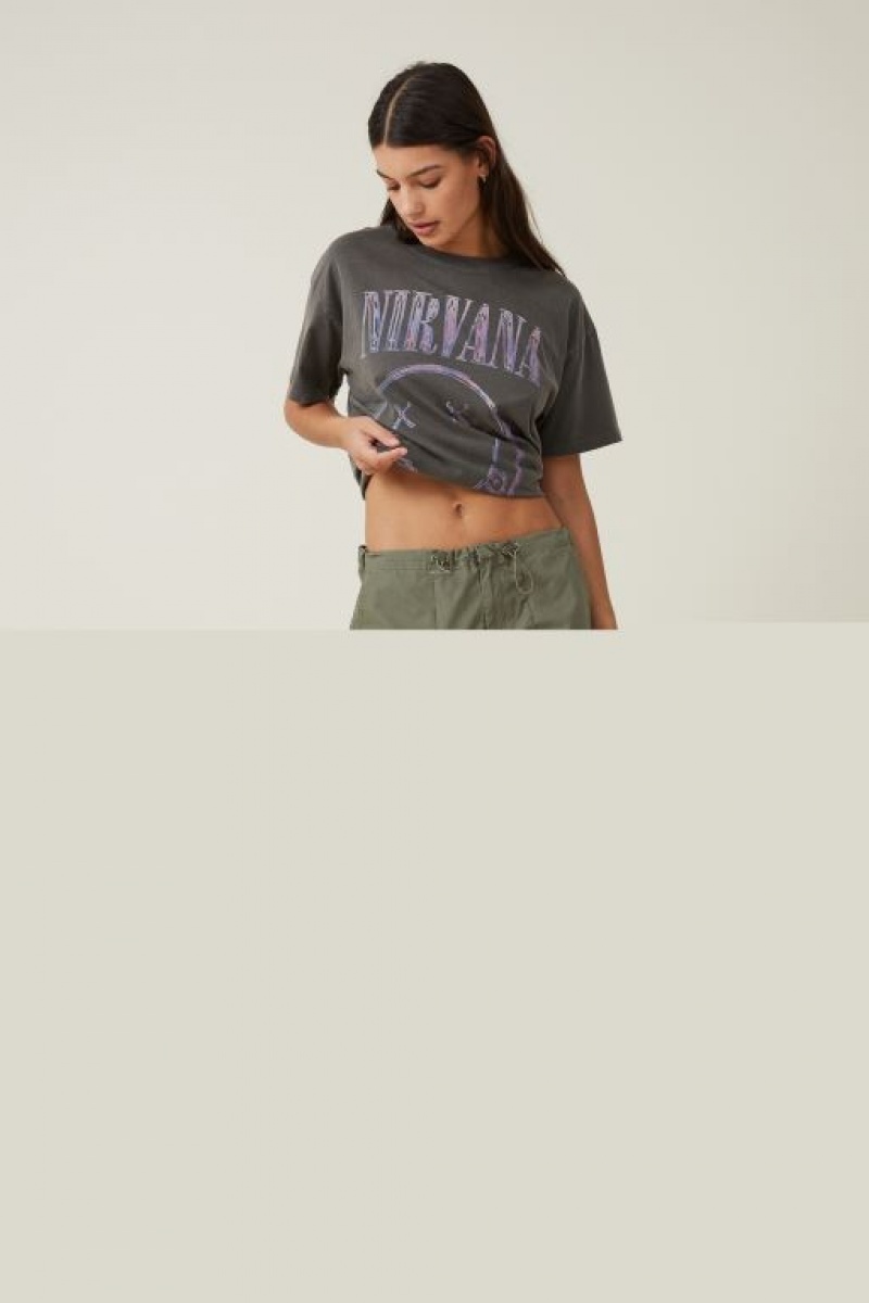 Cotton On Oversized Fit Nirvana Women's Graphic T-Shirts Lcn | avo6RGEFQAz