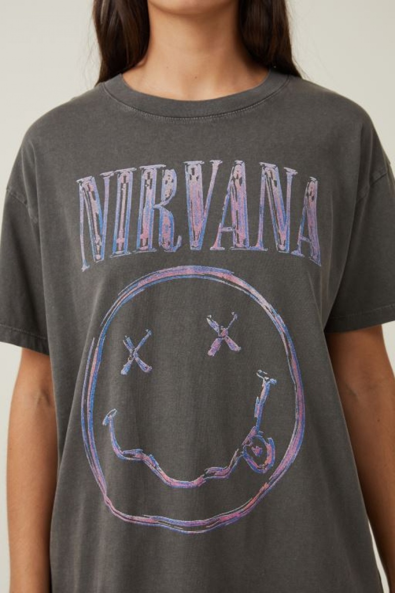 Cotton On Oversized Fit Nirvana Women's Graphic T-Shirts Lcn | avo6RGEFQAz