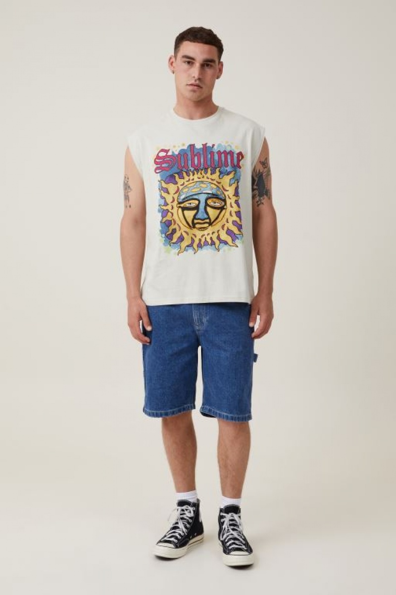 Cotton On Oversized License Muscle Men's Graphic T-Shirts White | fLNb9LQB0uO