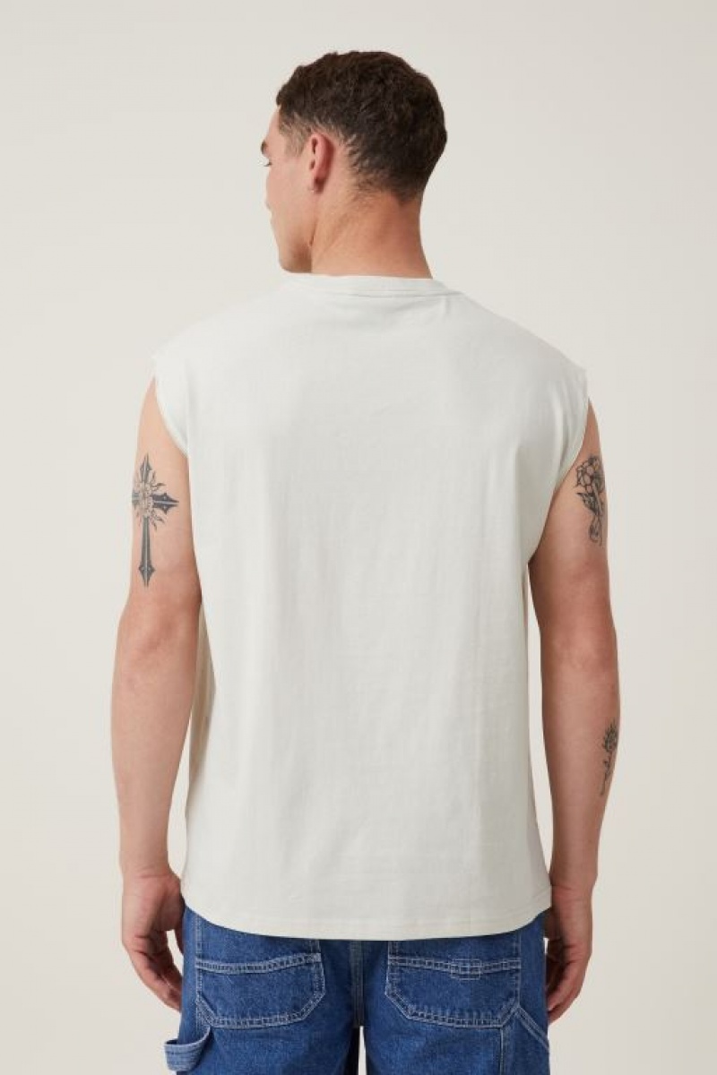 Cotton On Oversized License Muscle Men's Graphic T-Shirts White | fLNb9LQB0uO