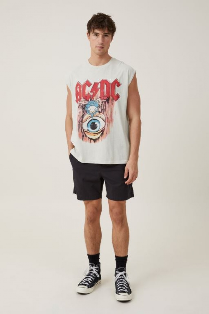 Cotton On Oversized License Muscle Men's Graphic T-Shirts White | mK3EV3JQLQH