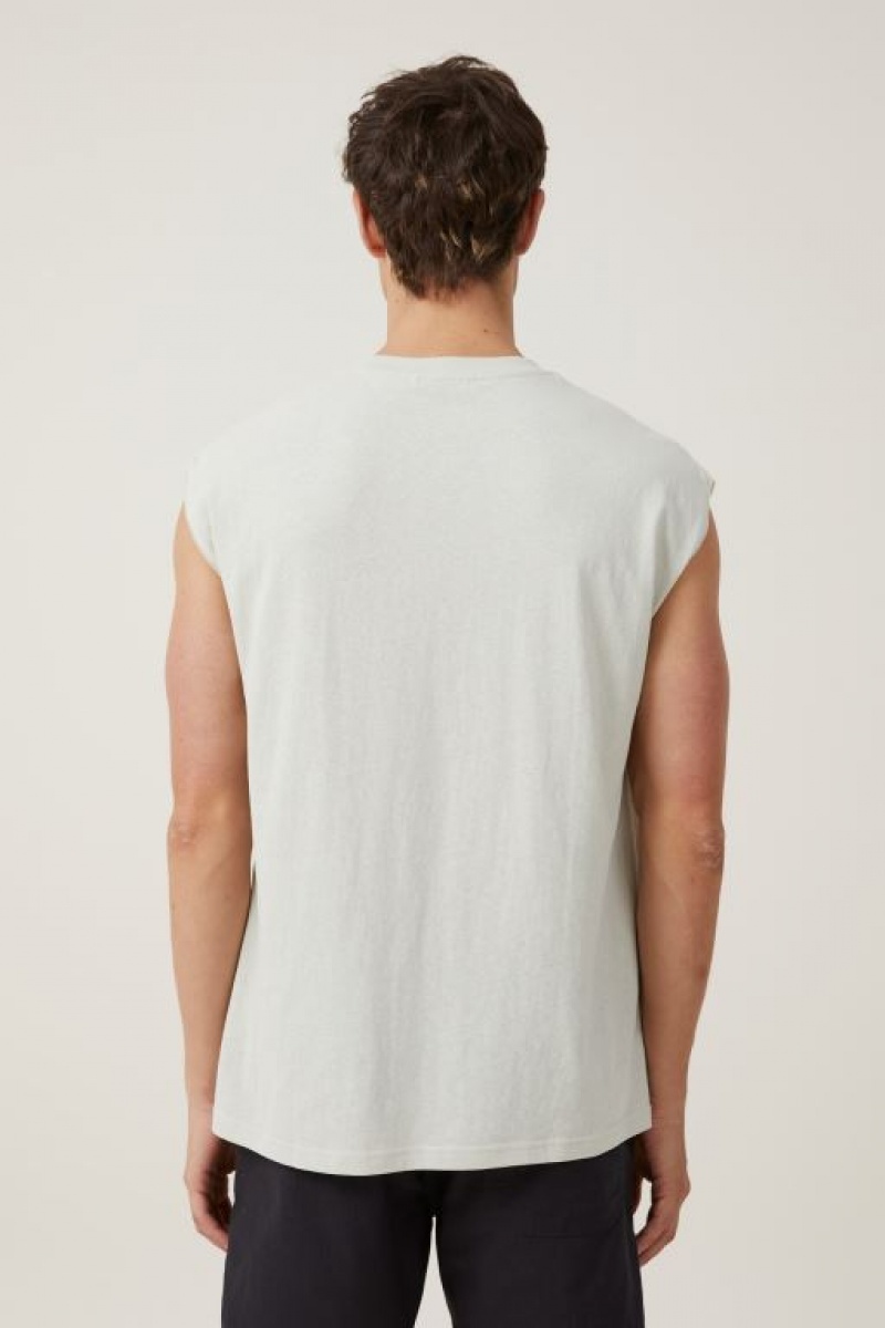 Cotton On Oversized License Muscle Men's Graphic T-Shirts White | mK3EV3JQLQH