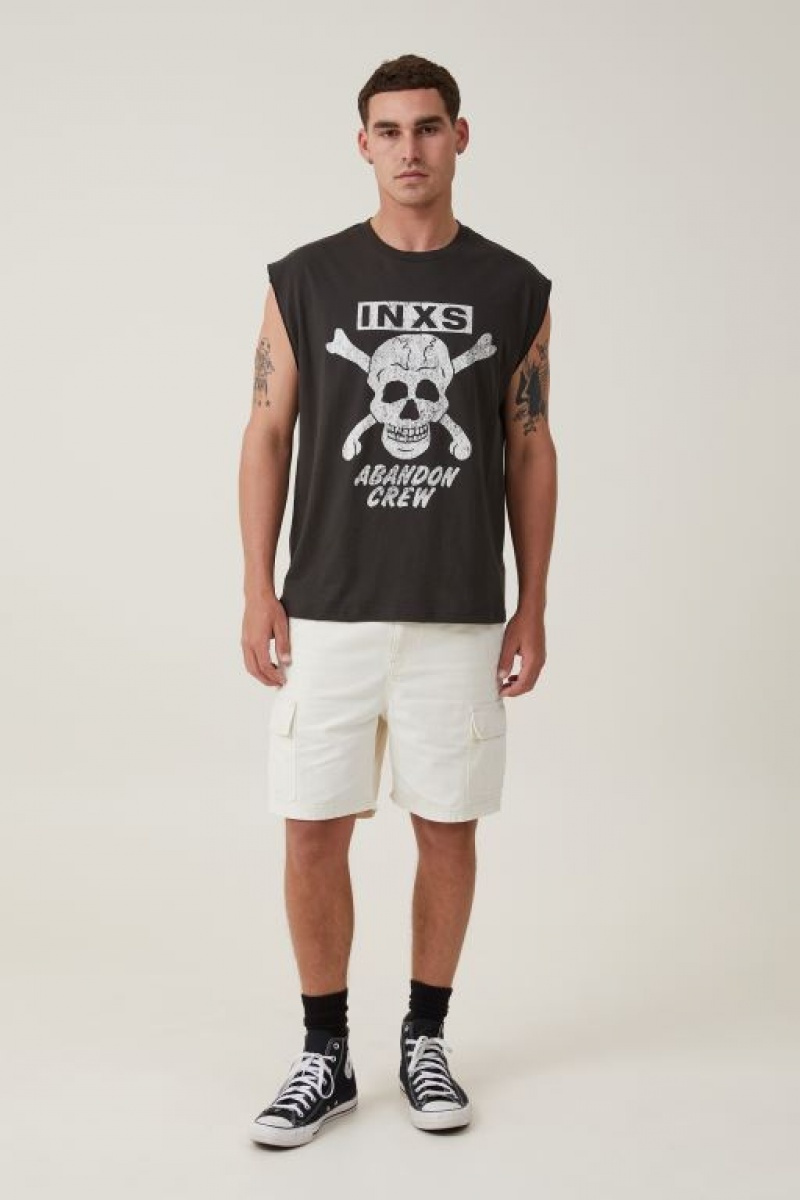 Cotton On Oversized License Muscle Men's Graphic T-Shirts Black | GSIV8jSr3l6
