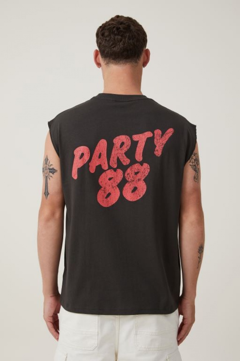 Cotton On Oversized License Muscle Men's Graphic T-Shirts Black | GSIV8jSr3l6