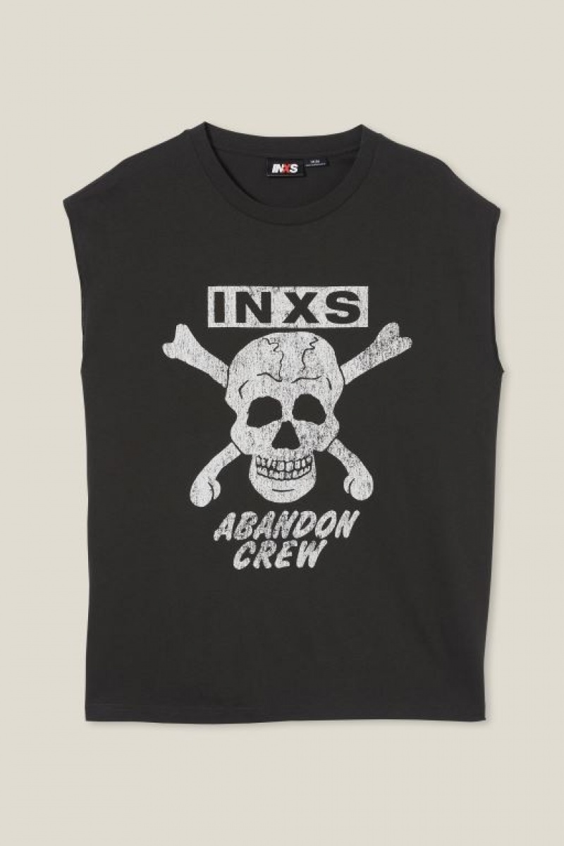 Cotton On Oversized License Muscle Men's Graphic T-Shirts Black | GSIV8jSr3l6