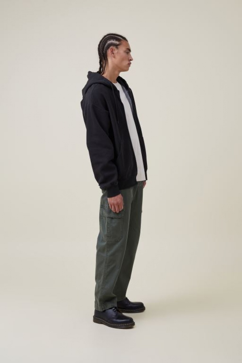 Cotton On Oversized Zip Up Hoodie Men's Jumpers Black | OxIuiAqbtwD