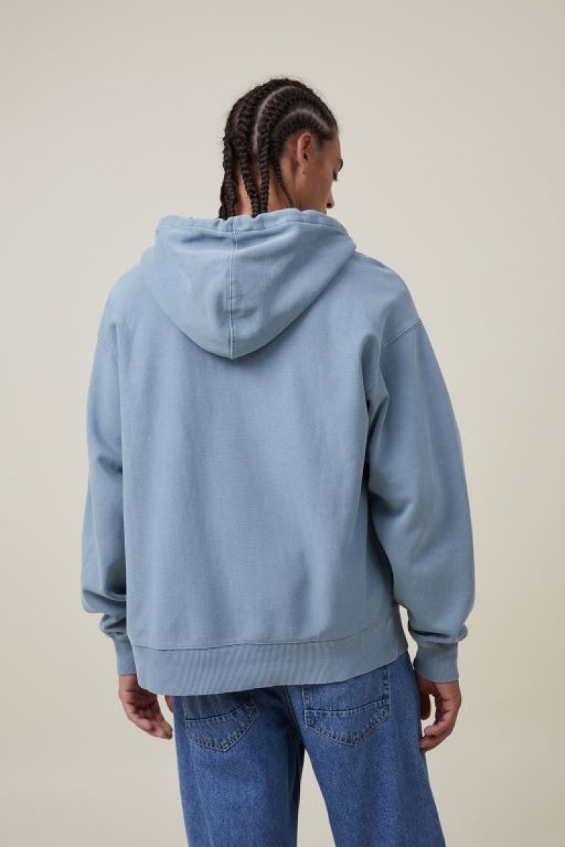 Cotton On Oversized Zip Up Hoodie Men's Jumpers Turquoise | nLv3SvnbbhO