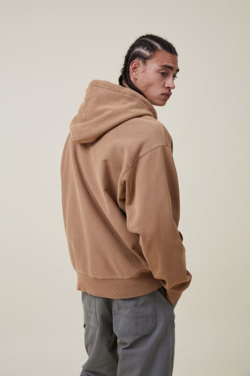 Cotton On Oversized Zip Up Hoodie Men's Jumpers Burnt | u5EsEPBY2ZW