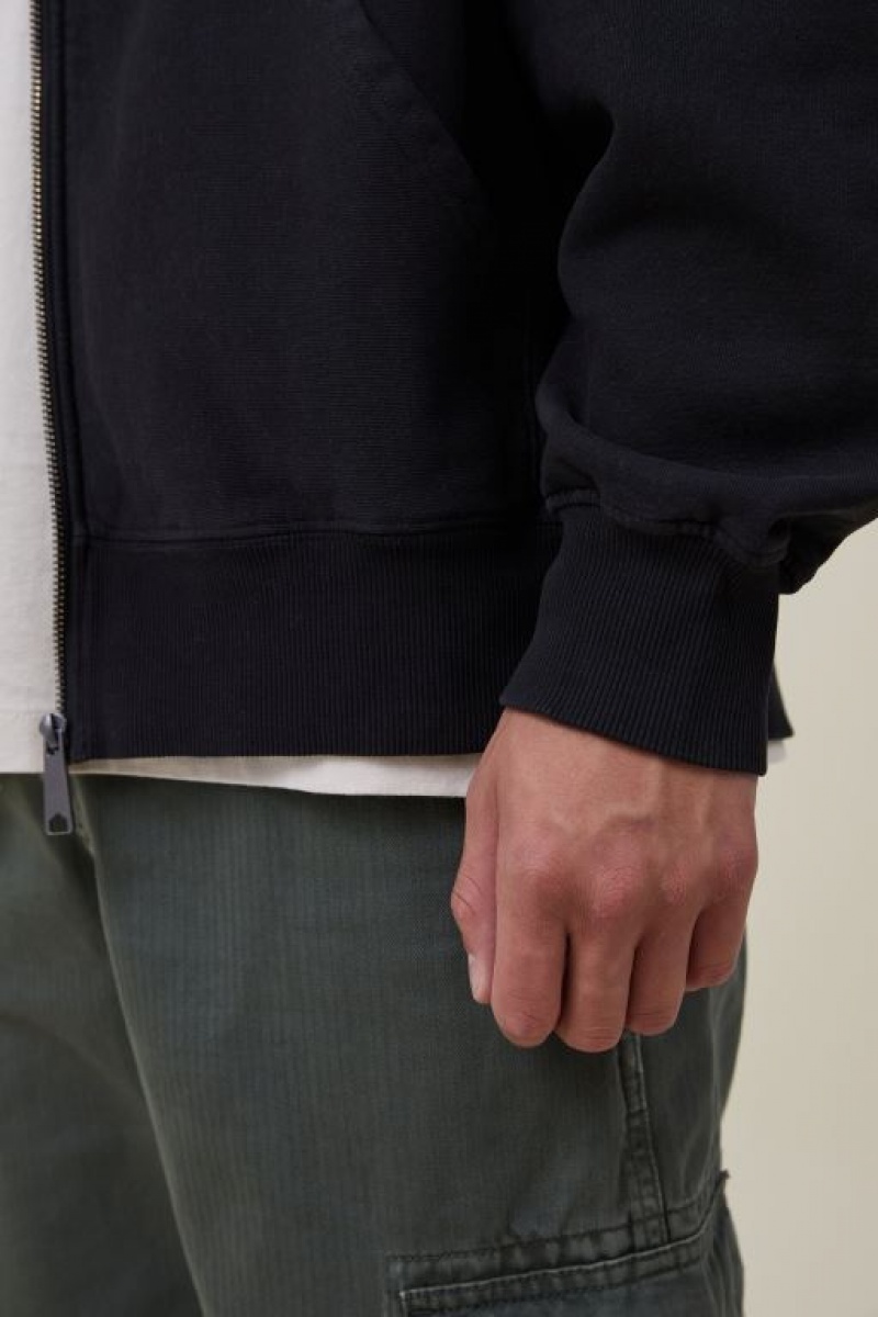 Cotton On Oversized Zip Up Men's Hoodie Black | KP1RyXWlNvF