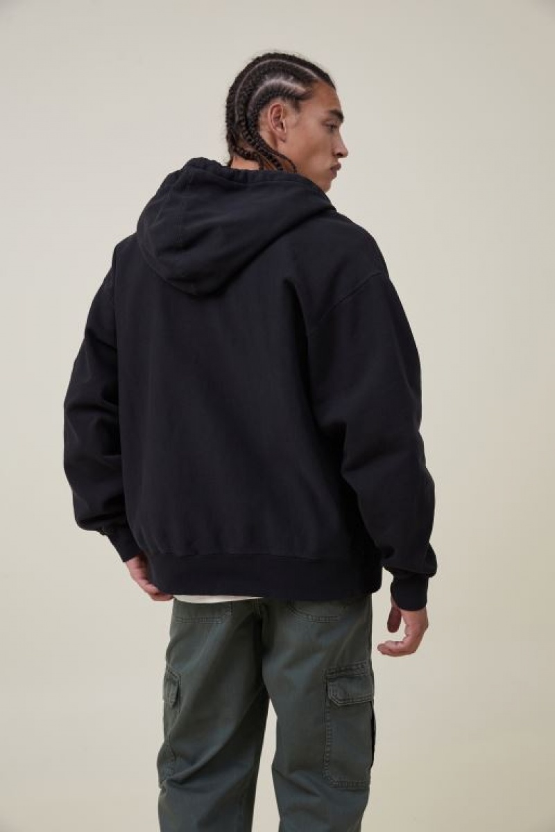 Cotton On Oversized Zip Up Men\'s Hoodie Black | KP1RyXWlNvF