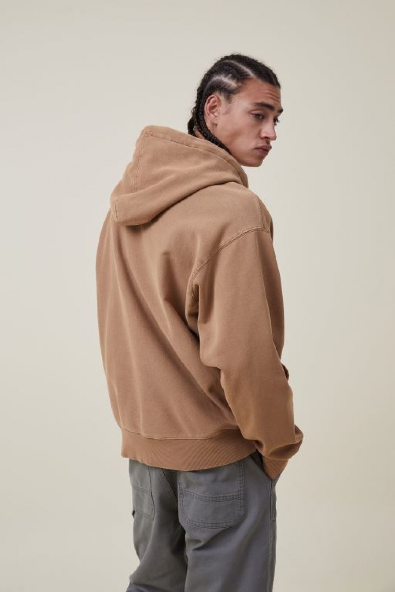 Cotton On Oversized Zip Up Men's Hoodie Burnt | 3dTkNUaTL5h