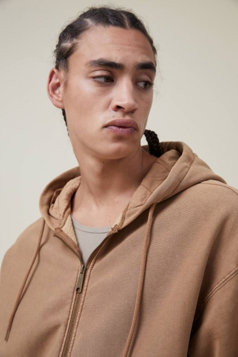 Cotton On Oversized Zip Up Men's Hoodie Burnt | 3dTkNUaTL5h