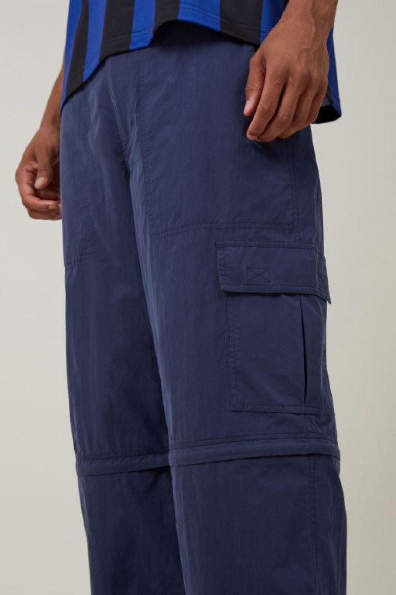 Cotton On Parachute Zip Off Men's Pants Navy | wXRY1PXLHmB