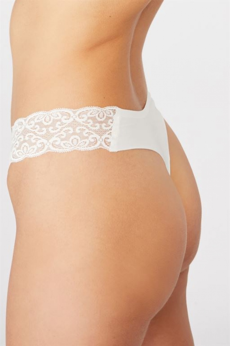 Cotton On Party Pants Seamless Brief Women's Thong Cream | EhruwDAtYyP