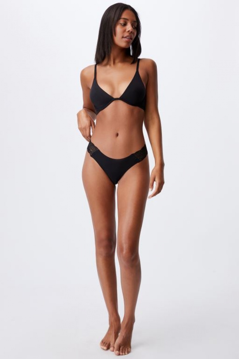 Cotton On Party Pants Seamless Brief Women's Thong Black | QdnzXjpTTLF