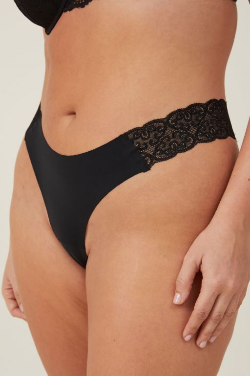 Cotton On Party Pants Seamless Brief Women's Thong Black | aaRDrlHXa6v