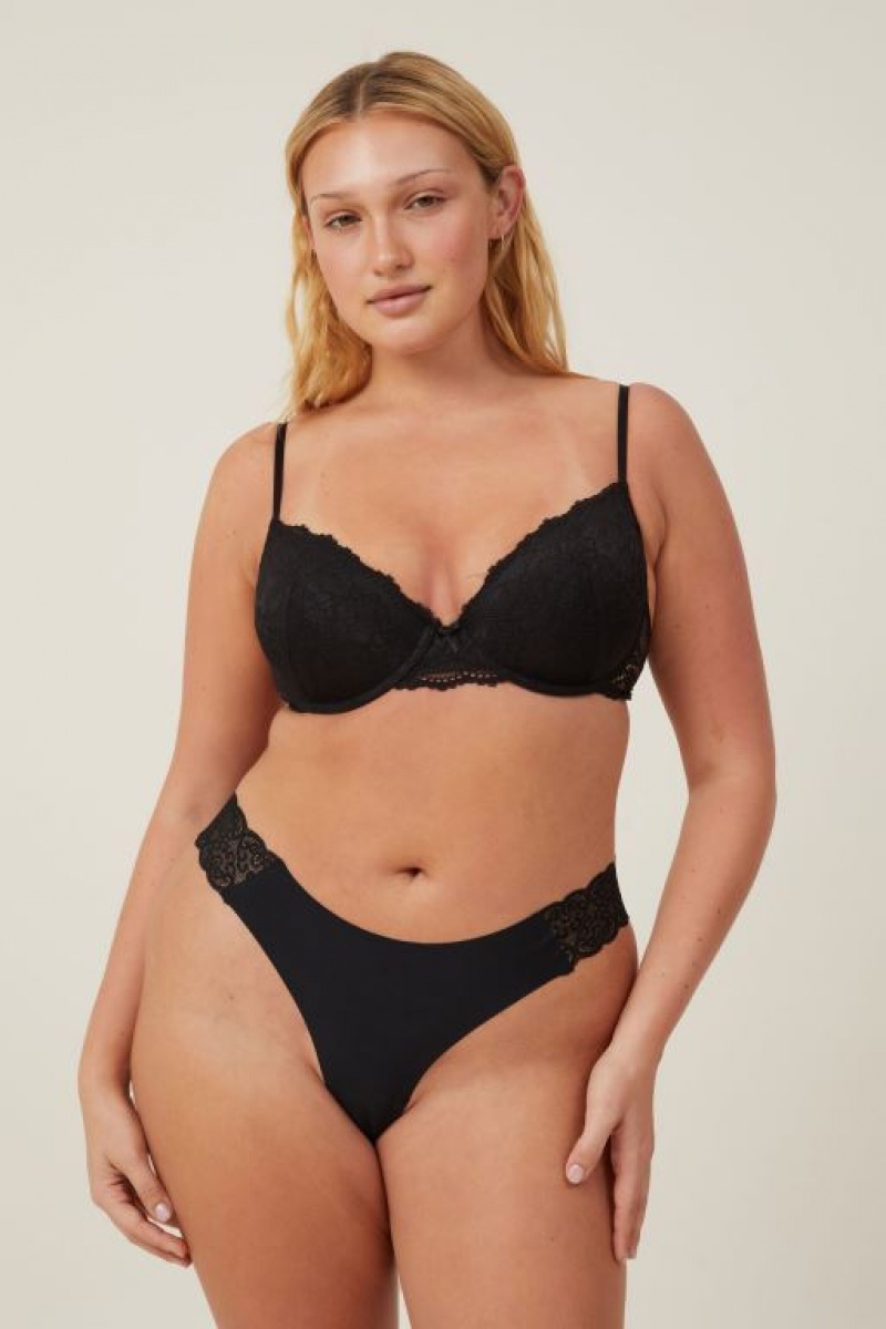 Cotton On Party Pants Seamless Brief Women's Thong Black | aaRDrlHXa6v