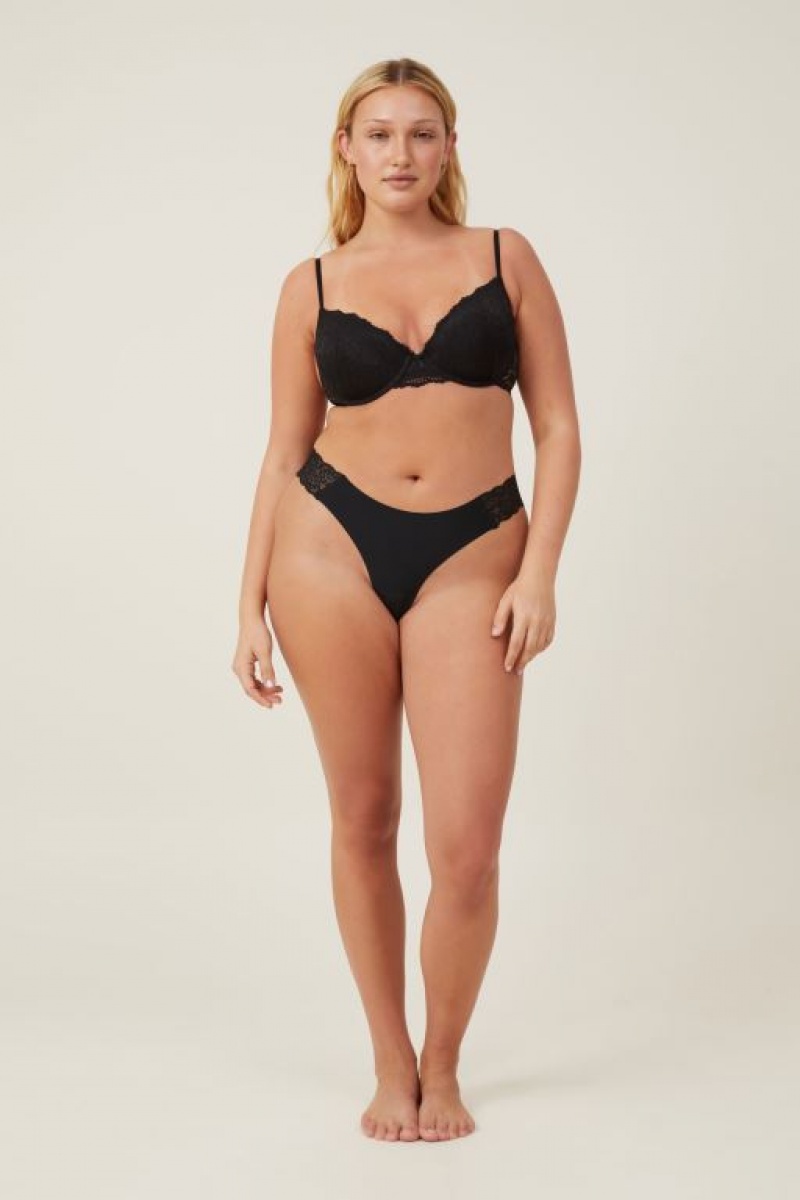 Cotton On Party Pants Seamless Brief Women\'s Thong Black | aaRDrlHXa6v
