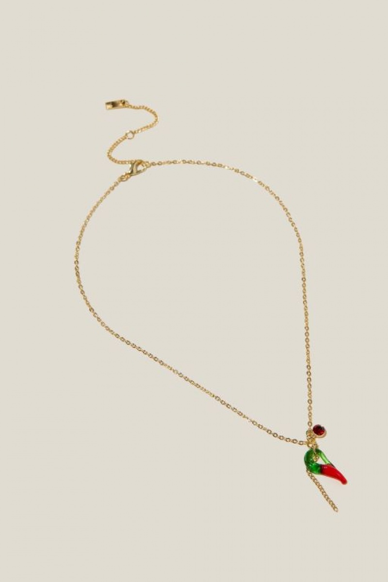 Cotton On Pendant Necklace Women\'s Jewellery Gold | EbW1XdQmWPa