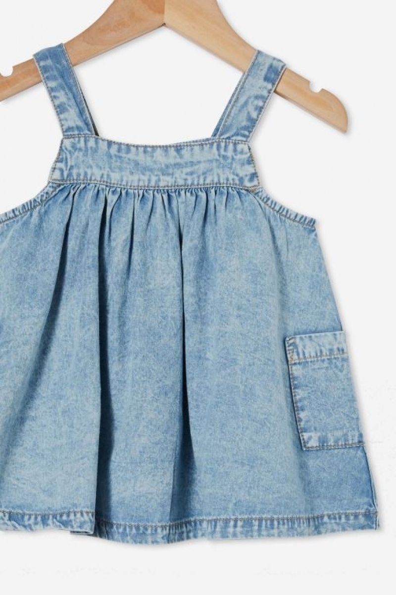 Cotton On Penny Pinafore Baby Dress Light Wash | fjhqTEmaXI8