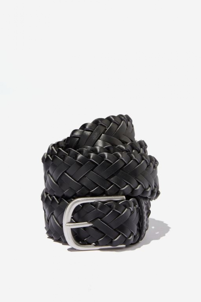 Cotton On Plait Men\'s Belts Black / Silver | Ih4dpOKN8Lb