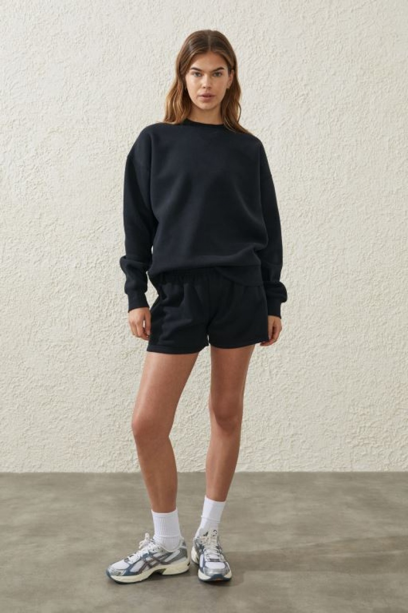 Cotton On Plush Essential Crew Women's Jumpers Black | dV2nOWiLVRp